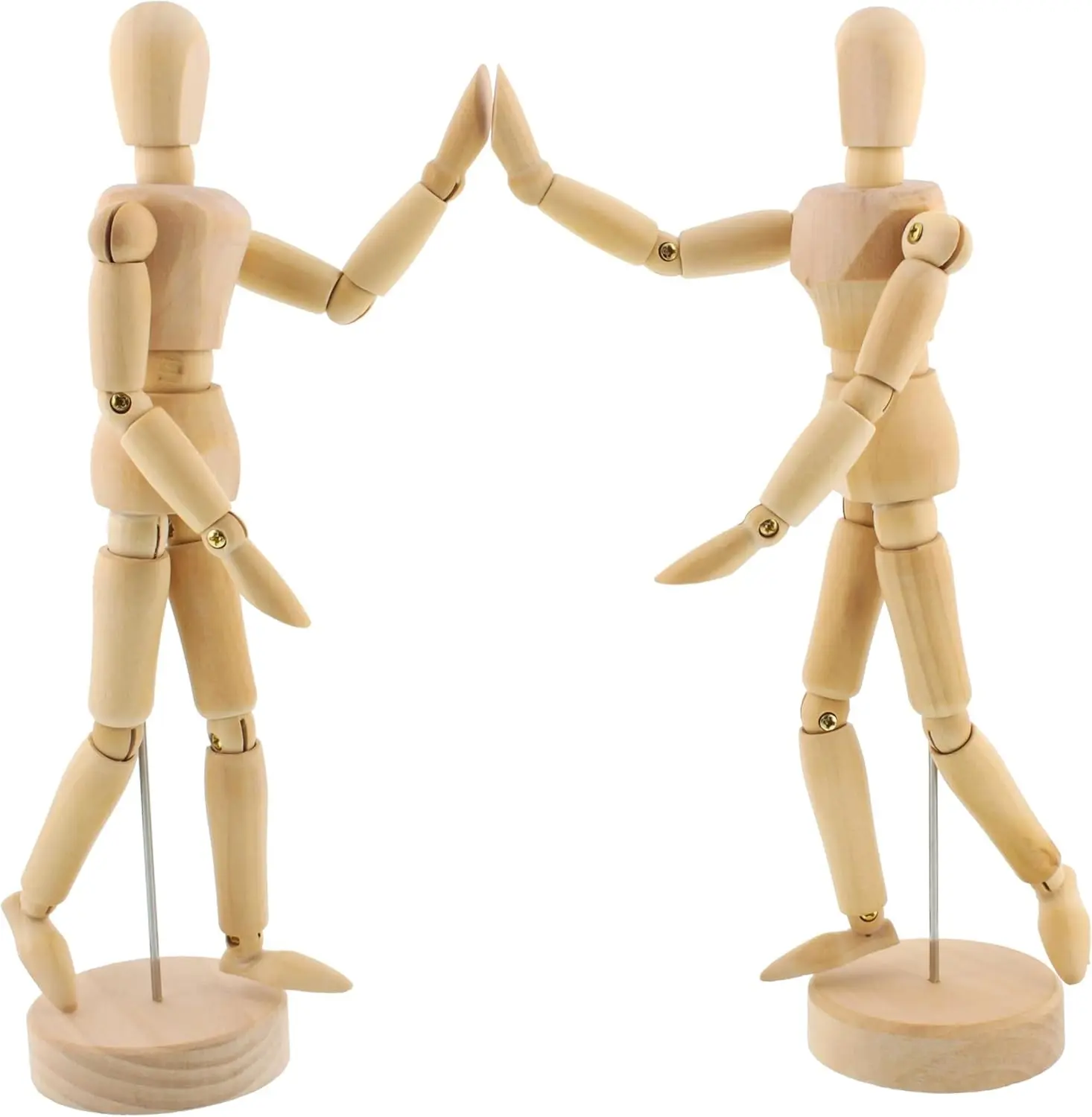 12" Wooden Male & Female Manikin Posable Figures for Drawing - Articulated Mannequin with Base and Flexible Body for Drawing The Human Figure