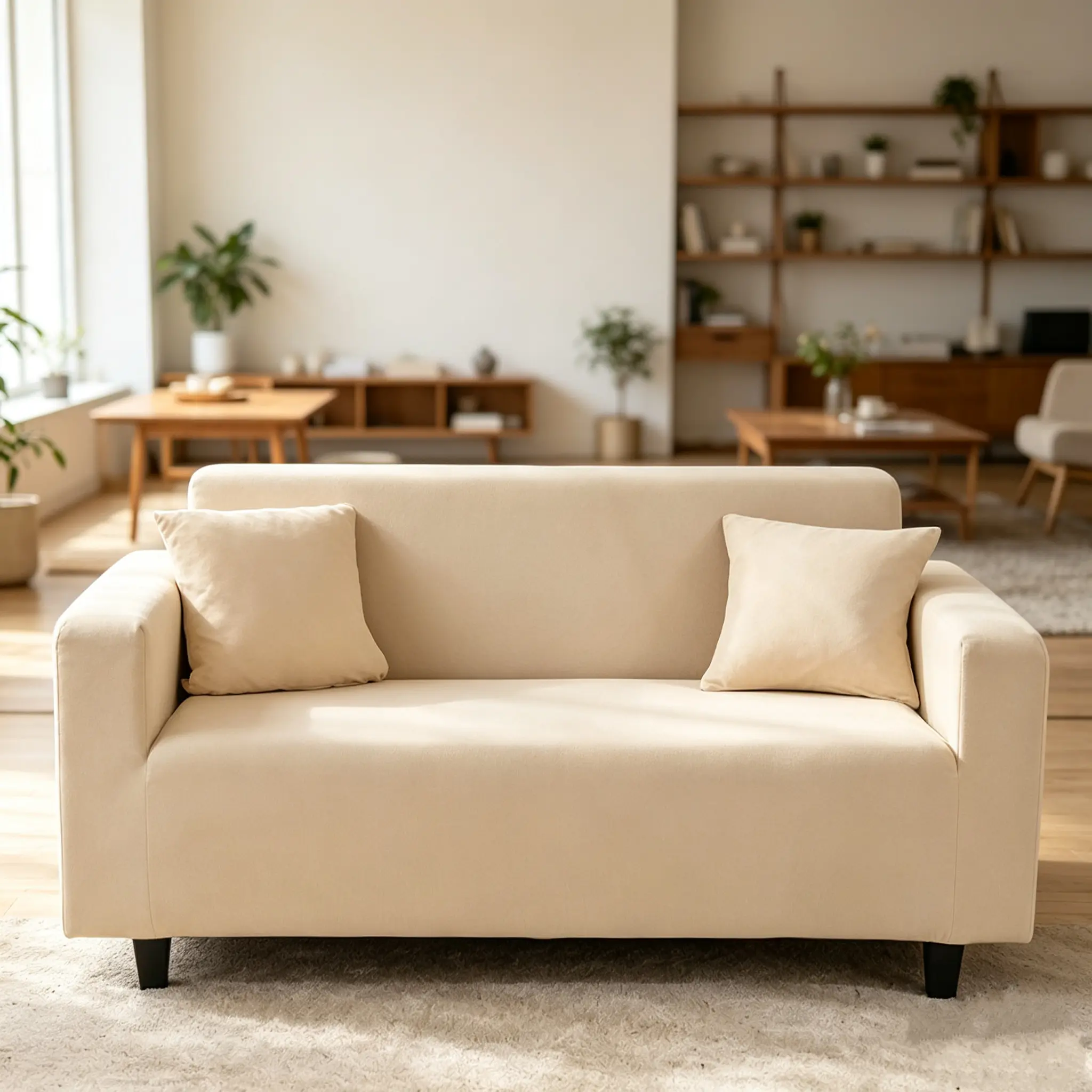 Silky Milk Silk Protector Slipcover for 1-4 4Seater Sofa, Anti Cat Scratch, Water Repellent, Removable Washable, Budget Furniture Upgrade