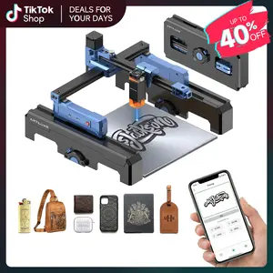 Artilume T1-P Portable Laser Engraving Machine, APP Control, 3s Quick Setup, Foldable Design with 8cm Height Extension, 200×150mm Work Area, Engraves Wood, Leather, Acrylic & Coated Metal, Beginner-Friendly DIY Tool for Personalized Gifts & Small Business