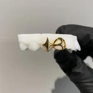 925 Silver Custom Gold Plated Teeth Grillz HipHop Jewelry for Women Men