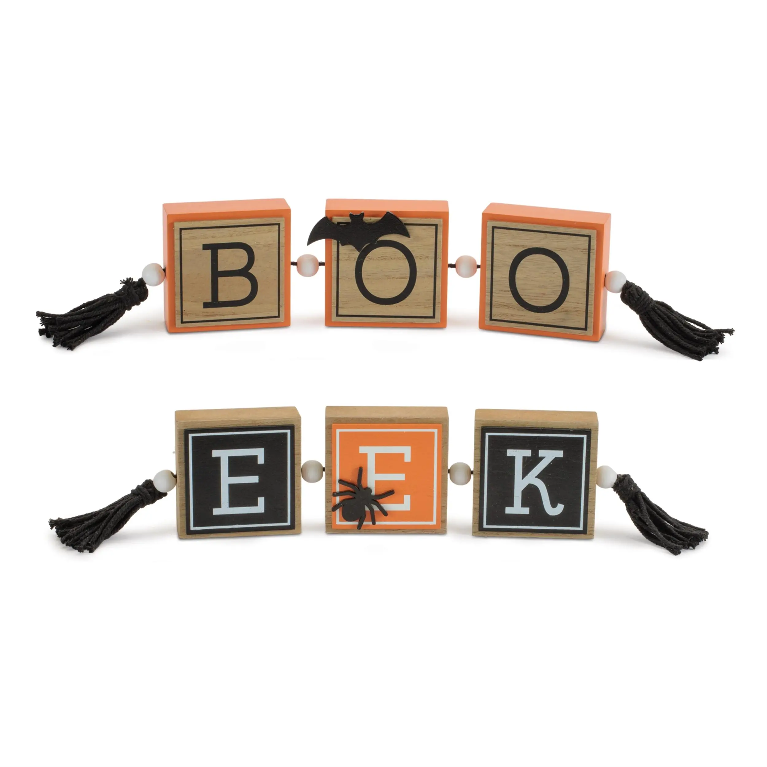 BOO & EEK Halloween Block Signs (Set of 2)