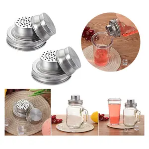 4/8 Packs Mason Jar Shaker Lids, Stainless Steel Shaker Lids for Cocktail,Dredge Flour,Mix Spices,Sugar, Salt, Peppers and More or Shake Drinks, Mason Jar Spice Lid with Silicone Seal for Regular Mouth Jar (Jar Not Included), Car Accessories