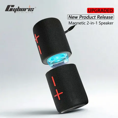 CYBORIS Customizable 2-in-1 Mini Portable Waterproof Wireless Speaker - 20W Dual Drivers, Bluetooth 5.3, IPX6 Resistance, TWS Interconnection, Classic Dual-Color, USB Type-C, Stereo Mode, Mobile/PC/Laptop Compatible