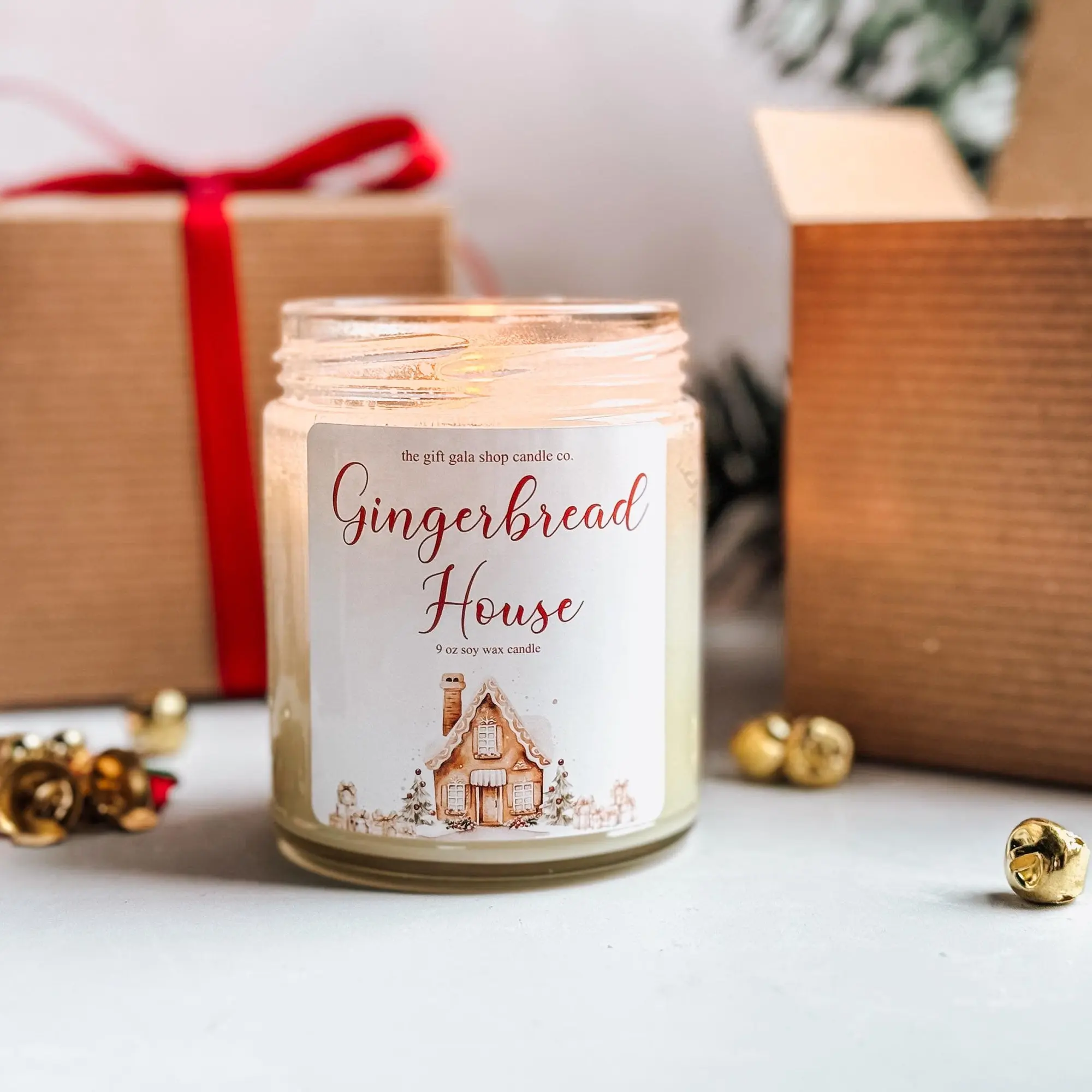 Gingerbread House Candle | Handmade Soy Candle | Dye Free Candle | Natural Candle | Secret Santa Gift | Country Christmas Decor Glass Jar