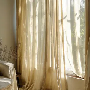 Solid Color Linen Curtain, 1 Count Modern Simple Breathable Curtain, Home Decorative Curtain for Living Room Bedroom Balcony, Window Curtain