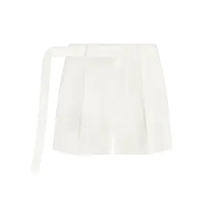 Men's Premium Linen Shorts - Off-White, 100% Linen, with build-in belt, Regular Fit, Casual Style - Menswear