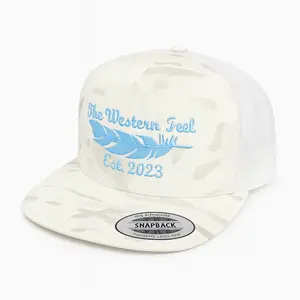 TWF Feather in the Wind YP White Alpine Camo Carolina Blue Embroidery Snapback Hat for Men