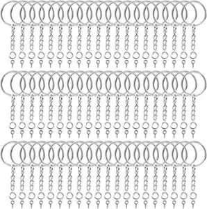 Audab 360Pcs Keychain Bulk, 120Pcs Keychain Rings with Chain and Open Jump Ring with Screw Eye Pins for Crafts and Jewelry Making