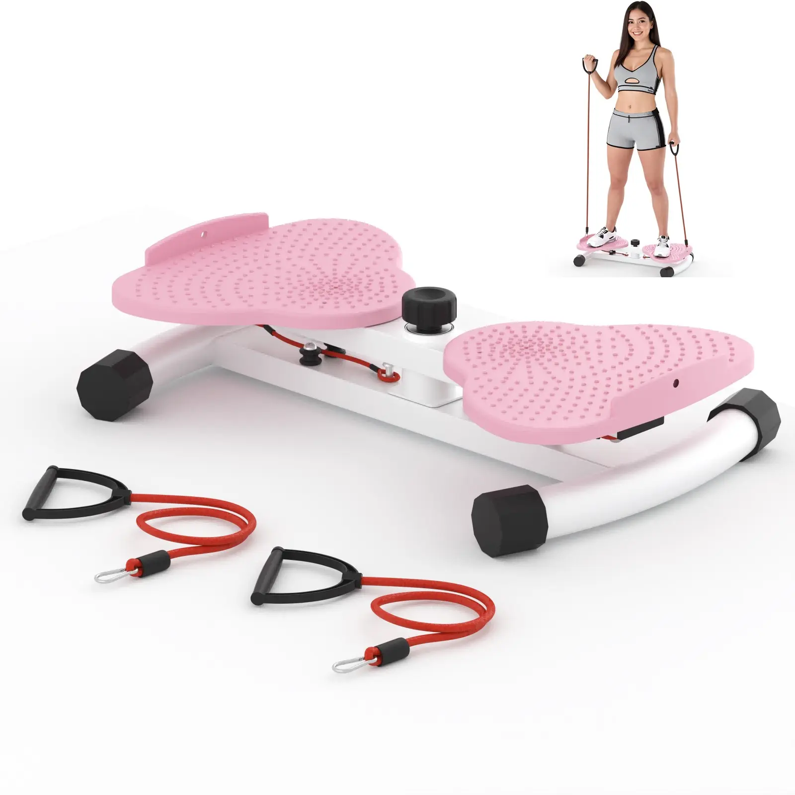 Waist Twist Machine 300 lbs Capacity Anti-Slip Noiseless Workout Equipment for Home Gym Portable Toner with Elastic Ropes