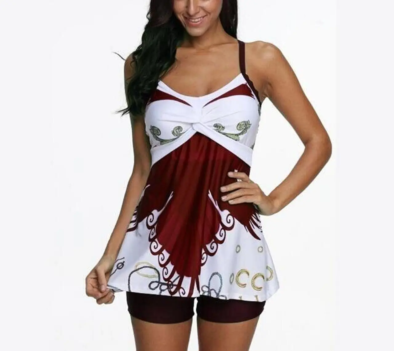Women's Two Piece Swimsuit Tankinis with Skirted Bikini Bottom S-XXXL.