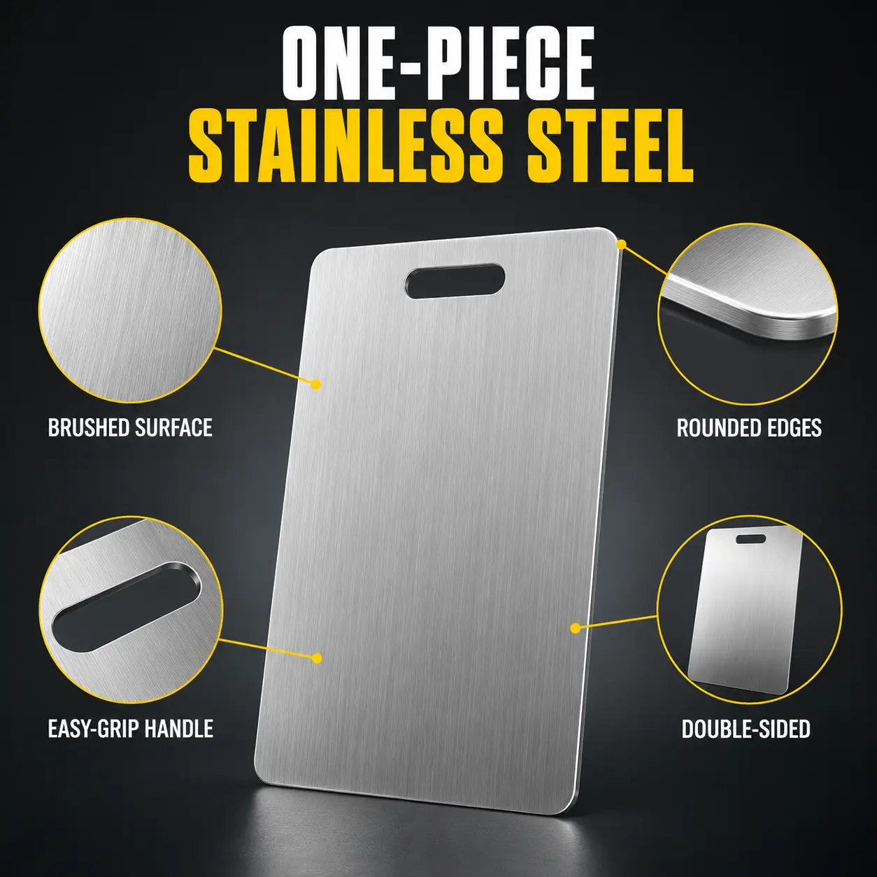 Stainless Steel Kitchen Cutting Board - Corrosion-Resist, Thickened, Food-Safe, Durable, Easy-to-Clean Daily Essential for Everyday Use, Slicing Bread & Prep of Fruits, Vegetables, Meats (Home Supplies, Party Gifts)