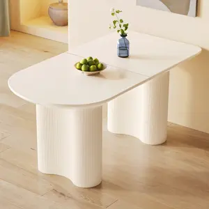 Guyii 55.11" Dining Table, Modern Kitchen Table for 6 People, Indoor Dining Table for Kitchen, Bar, Living Room, Breakfast Nook, Small Space, White