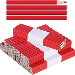 100 count Carpenter Pencils, Flat Black Lead Octagonal Construction, Woodworking Marking Pencils