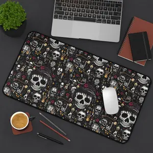 Gothic Emo Music Skulls XL Extended Mouse Pad | Gamer Desk Mat Featuring Punk Rock Skeletons | Unique Office Pad for Alternative Music Lover