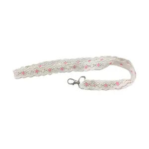 White lace lanyard coquette cute pretty lanyard with pink or blue flowers