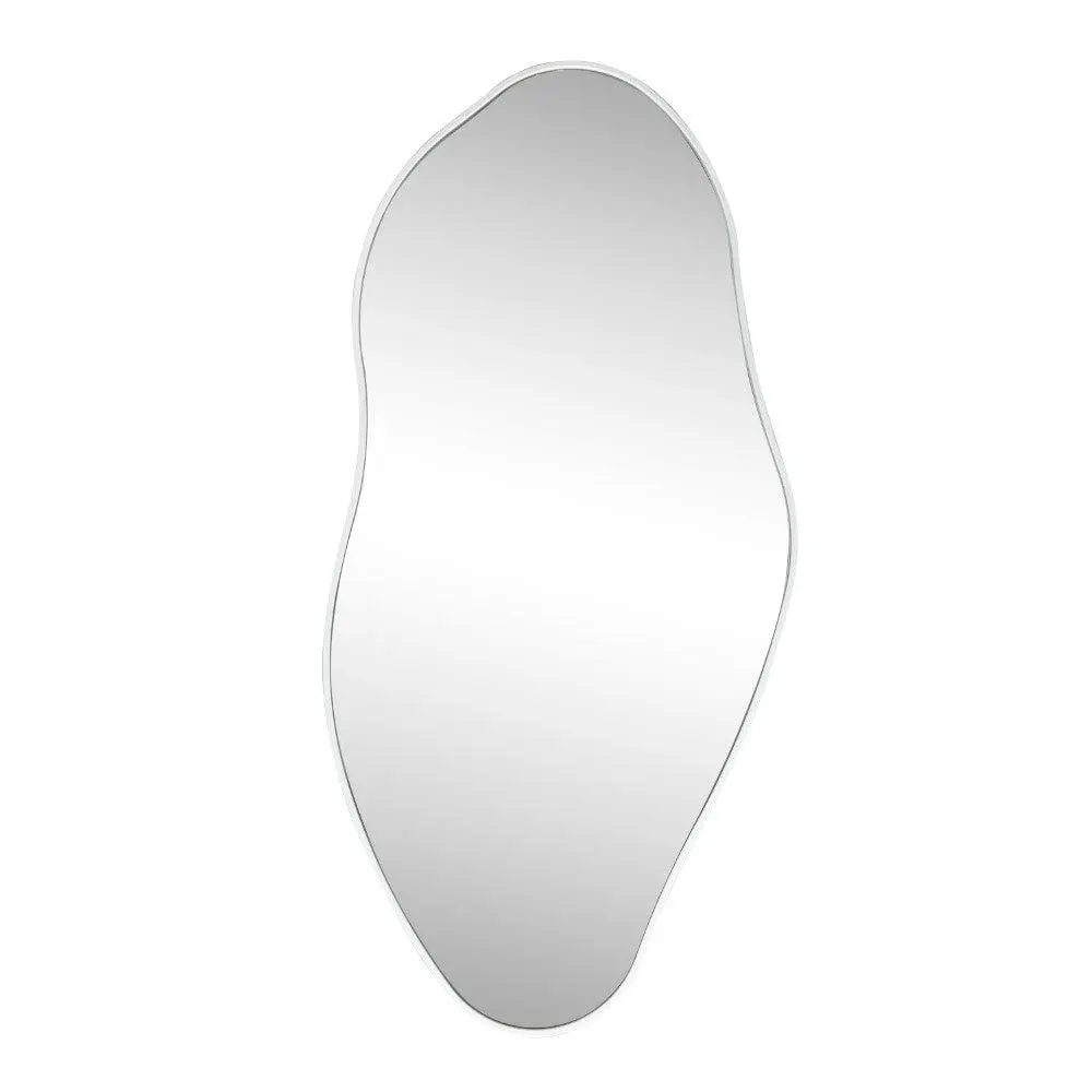 Everly Minimalist Hanging Wall Mirror - 20 in W x 42 in H Large Irregular Framed Decorative Mirror with Glass Surface, MDF & Polypropylene Accents, for Living Room Home Reflections Art Deco Interior Design