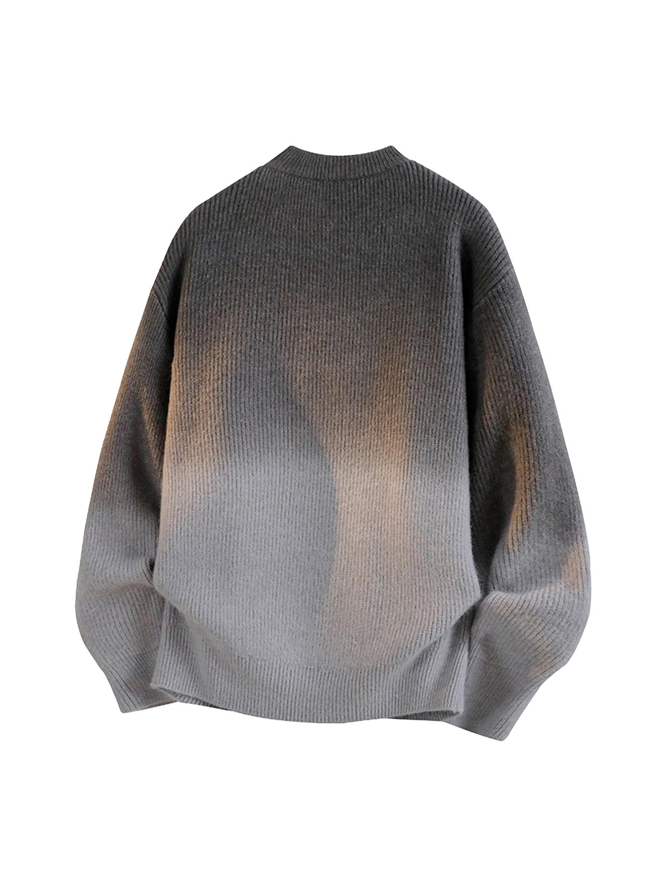 CCCMAI Gradient Crewneck Knitwear for Men Japanese Korean Style Retro High-Quality Elastic Sweater Loose Smart Casual Crewneck Sweater Menswear Pullover Tops Long Sleeve