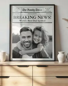 Personalized Dad Poster – Custom Newspaper Photo Gift for Father - (Unframe)
