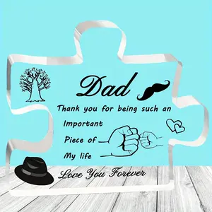 Acrylic Puzzle Shaped Ornament, 1 Count Puzzle Shaped Decoration, Home Decor, Acrylic Plaque Decor, Gift for Dad From Daughter Son