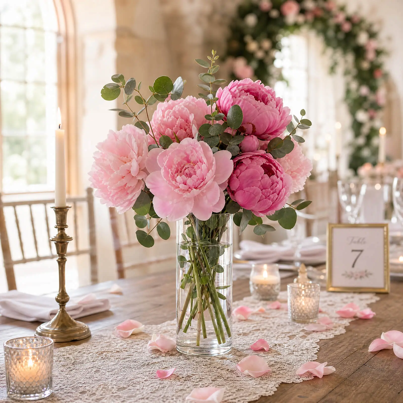 6 Pack 8" Clear Glass Cylinder Vases for Floral Arrangements, Pillar Candles & Table Centerpieces