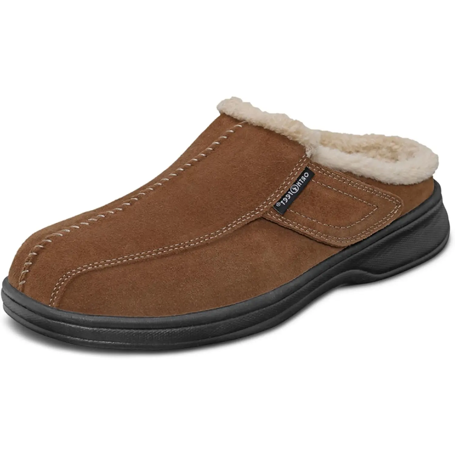 Orthofeet Men'S Orthopedic Asheville Adjustable Faux Fur Lined Slipper