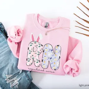 Easter Nurse Shirt, Registered Nurse Sweater, RN Easter Crewneck Bunny Design, Unisex Fashion Gift, PolyMoly