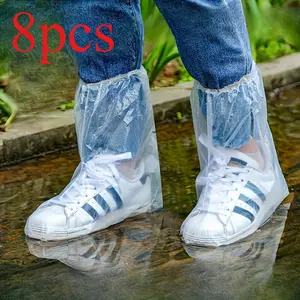 HomeDailyEss 8 pairs of transparent sand-proof shoe covers - High-quality anti-slip and washable disposable shoe covers, made of durable PVC material, specially designed for rain boots and sports shoes.
