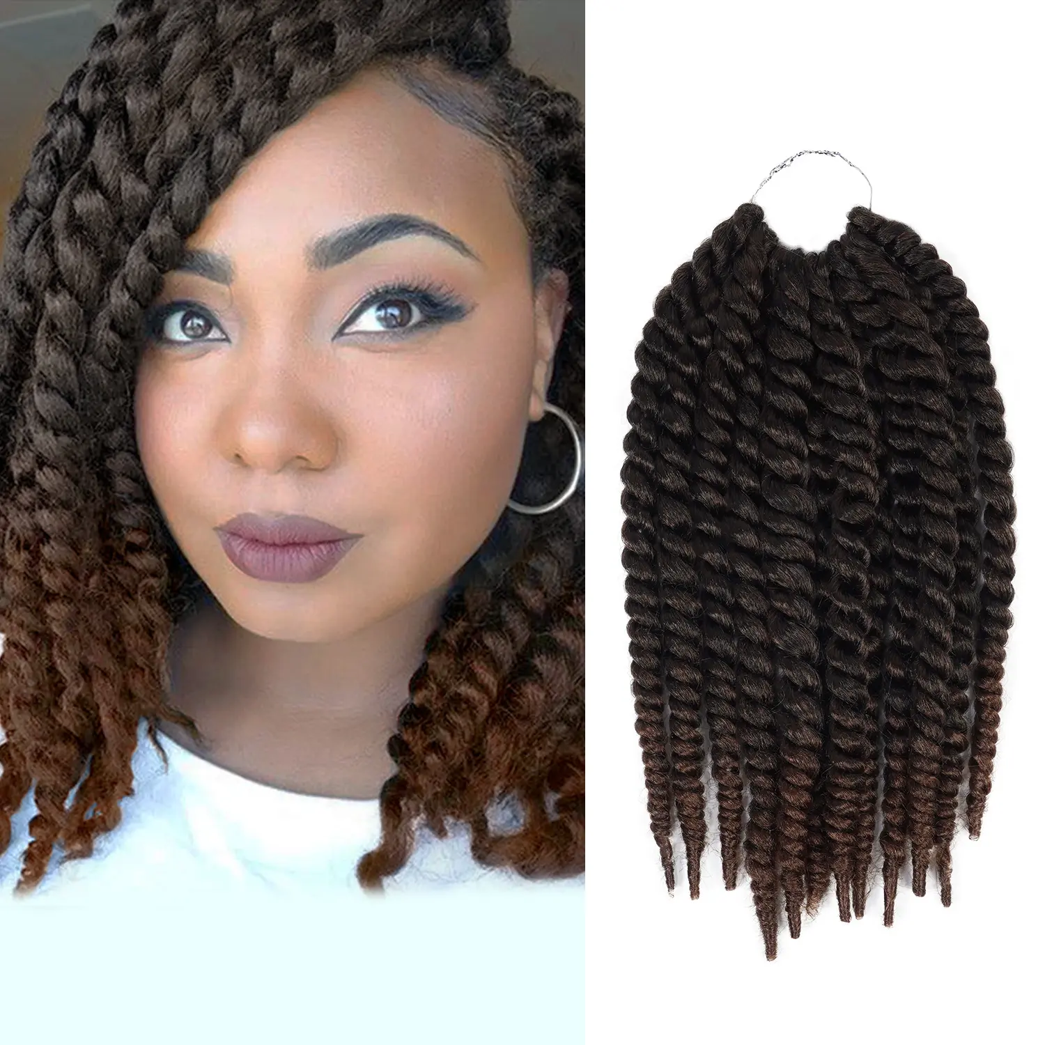 Authentic Hair Extensions, 6X Jumbo Senegalese Twist 12-Inch Synthetic Crochet Braids with Curly Ends, Synthetic Hair Extensions, Box Braided, Crochet Boho Braids, Box Braids