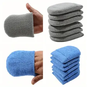 4pcs Soft Microfiber Car Wax Applicator Mitts - Polishing Sponge Wax Foam Applicator Pad for Car Cleaning - Auto Detailing - Super Fine Fiber Material - Car Detailing Accessories