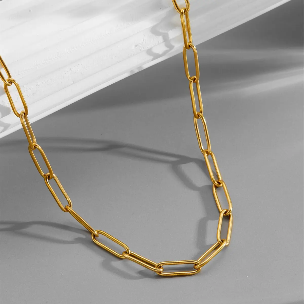 18 Karat Gold Plated Paper Clip Necklace and Chain - Tarnish-Free Elegant Fine Jewelry, Ideal for Old Money Style Daily Layering, Sports & Outdoor Accessories Complement, Layered Gold Necklace, Thick Finish, Unisex