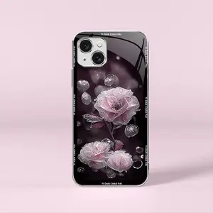 Night Dew Flower for【iPhone 15 Plus】Elegant Electroplating Glass Case--975