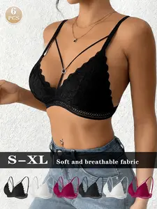 6PCS Lace Breathable Criss-Cross Halter Top, Perfect for Layering or Solo Wear
