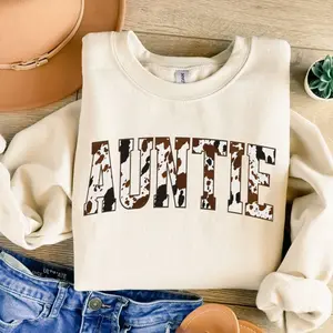 Auntie Sweatshirt, Buffalo Plaid Auntie Sweatshirt, Cow Pattern Auntie Sweater, Western Aunt Sweatshirt, Auntie to be Sweatshirt, Aunt Gift
