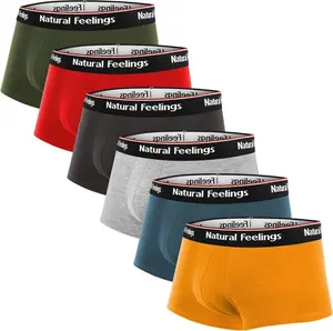 Natural Feelings Mens Underwear Boxer Briefs Pouch Trunks Underwear for Men 1.5" No Fly Boxer Trunks 6-Pack