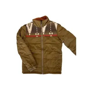 Lamasini Brown Tribal Puffer Jacket