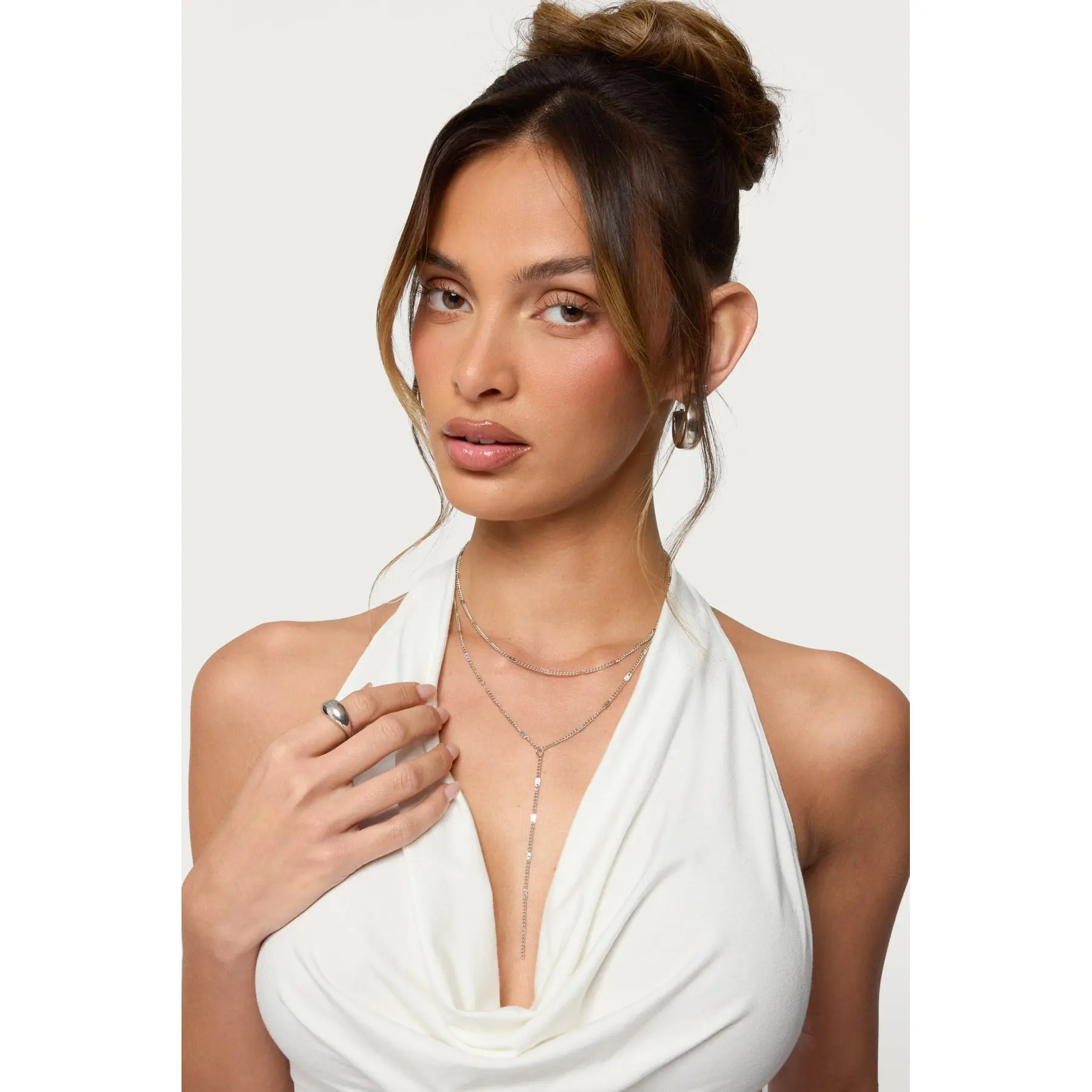 Cascading Disc Chain Layered Necklace