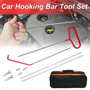 Automotive Repair Manual Tool Set, Connecting Rod Long-Reach Hook Tool, Hook Rod Grab Tool Set, Long-Handle Kit, Easily Access and Retrieve Hard-to-Reach Objects Inside Vehicles, Includes Storage Bag