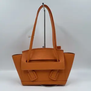 Pre-owned Bottega Veneta Leather Tote Bags Arco Small Orange Grained Leather