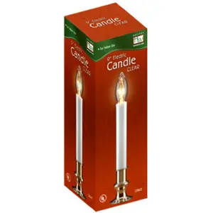 Noma Inliten 1519-88 HW 9 in. Clear Bulb Electric Candle & Base, Brass Base, On/Off Switch