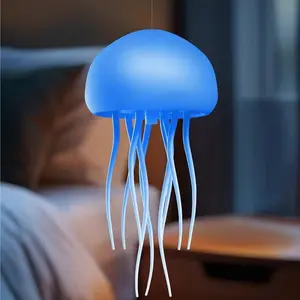 Smart Voice Control Jellyfish Lamp with Auto Rotating Tentacles, RGB Gradient Color Changing Bedside Ambient Light, Indoor Decorative Light, Hanging or Desktop LED Decor
