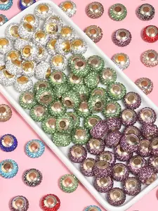 Large Hole Bead, Colorful Rhinestone Decor Bead, DIY Jewelry Making Supplies for Bracelet & Necklace & Clothes & Shoe & Hat & Bag Decoration