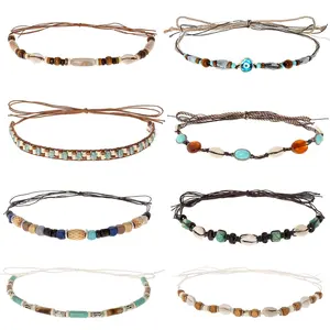 8Pcs Cowboy Hat Bands Ethnic Western Hat Belts for Cowboy Accessories Beaded Hatbands for Women Cowgirl Men
