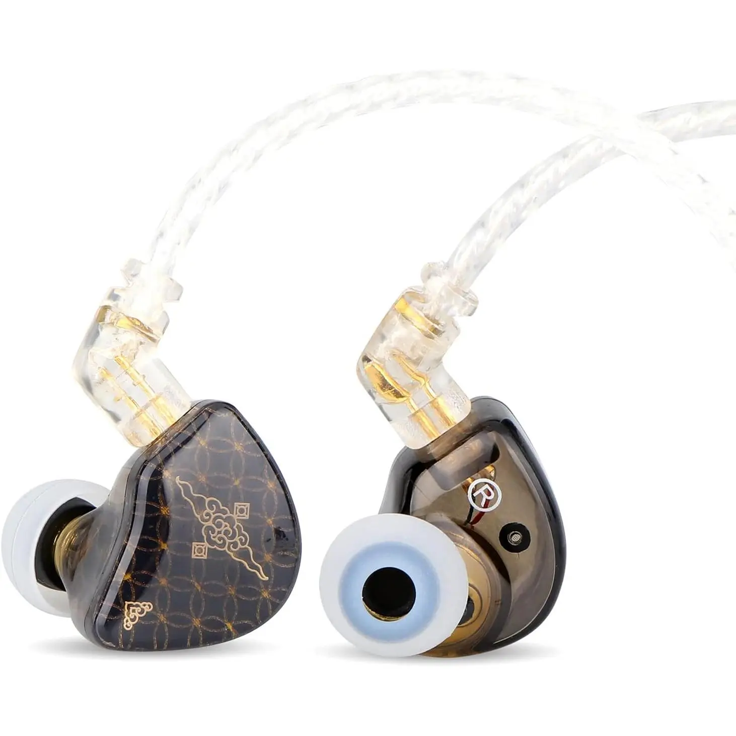 TANGZU Wan'er S.G HiFi 10mm Dynamic Driver PET Diaphragm in-Ear Earphone with  Shape, Detachable Recessed 2Pin OFC Braided  for Audiophile Musician DJ Stage(Black, Without Mic)