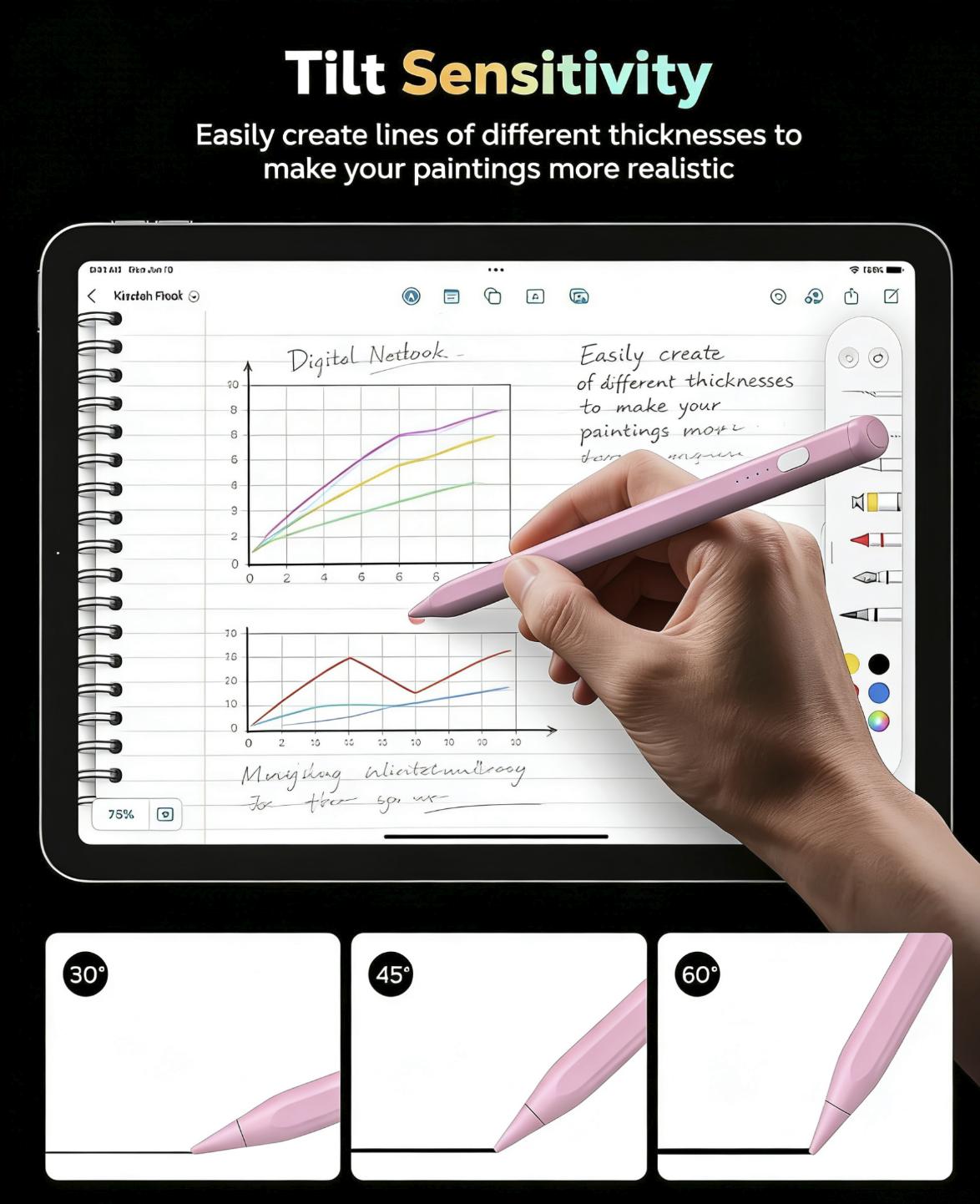 Fast Charging Active Stylus Pen for iPad, Palm Rejection Tilt Sensitivity High Precision Apple Pencil Replacement for iPad Pro/Air/Min  PINK
