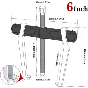 6" 2 Jaw Gear Puller, Small Bearing & Pulley Removal Tool, Internal External Reversible for Flywheel, Gears & Pulleys