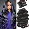PUNMASA 100% Unprocessed Brazilian Body Wave Bundles of Human Hair with Closure, 1/3/4 Packs, 100g 16-30 Inch True Length, Double Weft, Quick Weaves, Classic Natural Look, Sew-In/Glue-In Application
