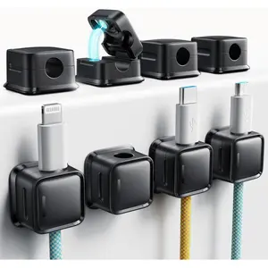 8 Pack Cord Organizer Holder, Magnetic Desk Cable Clips Management, Hide Phone Charging Cable Keeper, Strong Adhesive Wire Charger Holder for Nightstand, Kitchen Appliances, Office Supplies