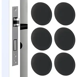 Door Stopper Wall Protector,  Door Knob Guard Wall Shield, Round Self-Adhesive Door Handle Bumper Silencer for  Office School 6 Pack, Black