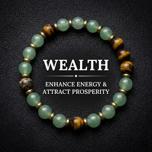 1pc Money Attraction Green Aventurine Tiger Eye Bracelet |   Wealth Good Luck Crystal Bracelets |   Jade Bracelet for Women Men |   Bracelet Stack |   Men Accessories |   Couples Freak Gifts