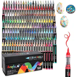 Markers Brush Tip 168 Colors   Pens Automatic Ink Control  Markers for , Stone, Glass, DIY & Art Supplies